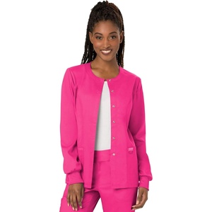 image:imageCherokee WW Revolution Scrub Jackets for Woman Snap Front Nurse JacketElectric Pink