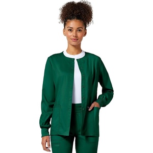 image:imageCherokee WW Revolution Scrub Jackets for Woman Snap Front Nurse JacketHunter Green