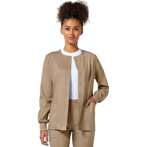 image:imageCherokee WW Revolution Scrub Jackets for Woman Snap Front Nurse JacketKhaki