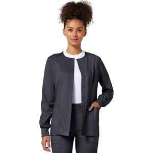 image:imageCherokee WW Revolution Scrub Jackets for Woman Snap Front Nurse JacketPewter