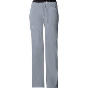 image:imageCherokee Women Scrubs Pants Low Rise Flare Leg Bottoms Adjustable Drawstring with 6 Pockets  24001Grey