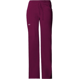 image:imageCherokee Women Scrubs Pants Low Rise Flare Leg Bottoms Adjustable Drawstring with 6 Pockets  24001Wine