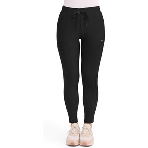 image:imageCherokee Womens Mid Rise Tapered Leg Drawstring Scrub Pants 5 Pocket 360 Stretch Moisture Wicking Easy Care  CK095Black