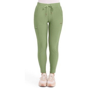 image:imageCherokee Womens Mid Rise Tapered Leg Drawstring Scrub Pants 5 Pocket 360 Stretch Moisture Wicking Easy Care  CK095Bright Sage