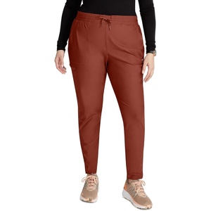 image:imageCherokee Womens Mid Rise Tapered Leg Drawstring Scrub Pants 5 Pocket 360 Stretch Moisture Wicking Easy Care  CK095Masala
