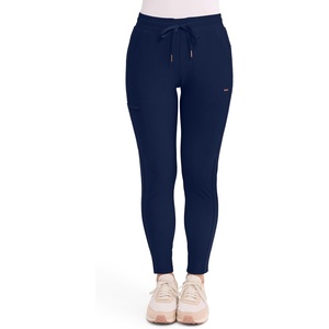 image:imageCherokee Womens Mid Rise Tapered Leg Drawstring Scrub Pants 5 Pocket 360 Stretch Moisture Wicking Easy Care  CK095Navy