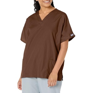 image:imageCherokee Workwear Originals Womens Eggplant VNeck Short Sleeve Scrub Top  LargeChocolate