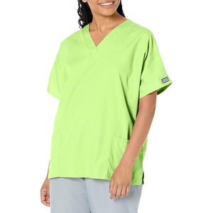 image:imageCherokee Workwear Originals Womens Eggplant VNeck Short Sleeve Scrub Top  LargeLime Green