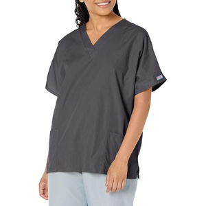 image:imageCherokee Workwear Originals Womens Eggplant VNeck Short Sleeve Scrub Top  LargePewter