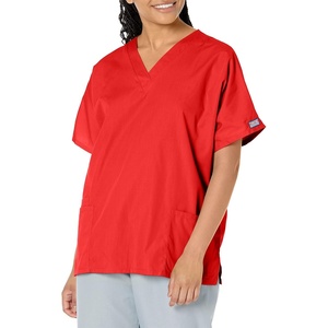 image:imageCherokee Workwear Originals Womens Eggplant VNeck Short Sleeve Scrub Top  LargeRed