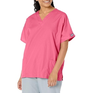 image:imageCherokee Workwear Originals Womens Eggplant VNeck Short Sleeve Scrub Top  LargeShocking Pink