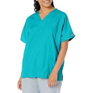 image:imageCherokee Workwear Originals Womens Eggplant VNeck Short Sleeve Scrub Top  LargeTeal Blue