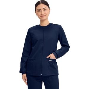 image:imageCherokee Zip Front Scrub Jackets for Women 3 Pockets 2Way Stretch Soft BreathableBrushed Twill  4315Navy