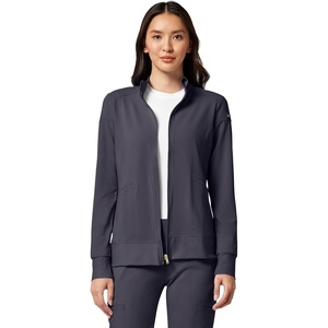 image:imageCherokee iFlex Scrub Jacket for Women 2 Pocket Zip FrontPewter