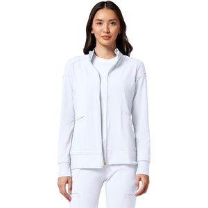 image:imageCherokee iFlex Scrub Jacket for Women 2 Pocket Zip FrontWhite