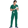 image:imageCherokee Infinity Men Scrub Pants Tapered Leg Medical Bottom with 6 PocketsHunter Green