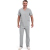 image:imageCherokee Infinity Mens VNeck Scrub Top with 3 Pockets and 360 StretchGrey