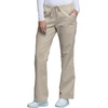 image:imageCherokee Scrub Pants for Women Mid Rise Flare Leg Drawstring Cargo Medical Uniform 4 Pocket Durable Easy Care Stretch  4044Khaki