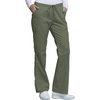 image:imageCherokee Scrub Pants for Women Mid Rise Flare Leg Drawstring Cargo Medical Uniform 4 Pocket Durable Easy Care Stretch  4044Olive