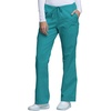 image:imageCherokee Scrub Pants for Women Mid Rise Flare Leg Drawstring Cargo Medical Uniform 4 Pocket Durable Easy Care Stretch  4044Teal Blue
