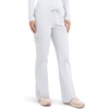 image:imageCherokee Scrub Pants for Women Mid Rise Flare Leg Drawstring Cargo Medical Uniform 4 Pocket Durable Easy Care Stretch  4044White