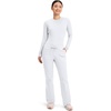 image:imageCherokee Scrub Pants for Women Mid Rise Flare Leg Drawstring Cargo Medical Uniform 4 Pocket Durable Easy Care Stretch  4044White