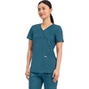 image:imageCherokee Scrubs Top for Women Mock Wrap with 3 Pockets Soft 2Way Stretch amp Durable Fabric  WW610Caribbean Blue