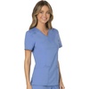 image:imageCherokee Scrubs Top for Women Mock Wrap with 3 Pockets Soft 2Way Stretch amp Durable Fabric  WW610Ciel
