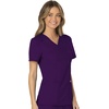 image:imageCherokee Scrubs Top for Women Mock Wrap with 3 Pockets Soft 2Way Stretch amp Durable Fabric  WW610Eggplant