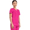 image:imageCherokee Scrubs Top for Women Mock Wrap with 3 Pockets Soft 2Way Stretch amp Durable Fabric  WW610Electric Pink