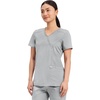 image:imageCherokee Scrubs Top for Women Mock Wrap with 3 Pockets Soft 2Way Stretch amp Durable Fabric  WW610Grey