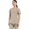 image:imageCherokee Scrubs Top for Women Mock Wrap with 3 Pockets Soft 2Way Stretch amp Durable Fabric  WW610Khaki
