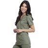 image:imageCherokee Scrubs Top for Women Mock Wrap with 3 Pockets Soft 2Way Stretch amp Durable Fabric  WW610Olive