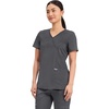 image:imageCherokee Scrubs Top for Women Mock Wrap with 3 Pockets Soft 2Way Stretch amp Durable Fabric  WW610Pewter
