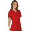 image:imageCherokee Scrubs Top for Women Mock Wrap with 3 Pockets Soft 2Way Stretch amp Durable Fabric  WW610Red