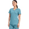 image:imageCherokee Scrubs Top for Women Mock Wrap with 3 Pockets Soft 2Way Stretch amp Durable Fabric  WW610Soft Marine