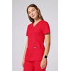 image:imageCherokee Scrubs Top for Women Mock Wrap with 3 Pockets Soft 2Way Stretch amp Durable Fabric  WW610Sweet Paprika