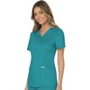 image:imageCherokee Scrubs Top for Women Mock Wrap with 3 Pockets Soft 2Way Stretch amp Durable Fabric  WW610Teal Blue