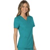 image:imageCherokee Scrubs Top for Women Mock Wrap with 3 Pockets Soft 2Way Stretch amp Durable Fabric  WW610Teal Blue