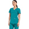 image:imageCherokee Scrubs Top for Women Mock Wrap with 3 Pockets Soft 2Way Stretch amp Durable Fabric  WW610Teal Blue