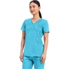 image:imageCherokee Scrubs Top for Women Mock Wrap with 3 Pockets Soft 2Way Stretch amp Durable Fabric  WW610Turquoise