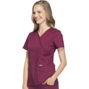 image:imageCherokee Scrubs Top for Women Mock Wrap with 3 Pockets Soft 2Way Stretch amp Durable Fabric  WW610Wine