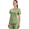 image:imageCherokee Scrubs for Women VNeck Top  Tuckable Contemporary Fit Top Stretch Knit MoistureWicking Shirttail Hem  CK819Bright Sage
