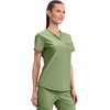 image:imageCherokee Scrubs for Women VNeck Top  Tuckable Contemporary Fit Top Stretch Knit MoistureWicking Shirttail Hem  CK819Bright Sage