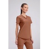 image:imageCherokee Scrubs for Women VNeck Top  Tuckable Contemporary Fit Top Stretch Knit MoistureWicking Shirttail Hem  CK819Caffe Mocha