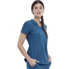 image:imageCherokee Scrubs for Women VNeck Top  Tuckable Contemporary Fit Top Stretch Knit MoistureWicking Shirttail Hem  CK819Caribbean Blue