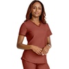 image:imageCherokee Scrubs for Women VNeck Top  Tuckable Contemporary Fit Top Stretch Knit MoistureWicking Shirttail Hem  CK819Masala