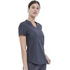 image:imageCherokee Scrubs for Women VNeck Top  Tuckable Contemporary Fit Top Stretch Knit MoistureWicking Shirttail Hem  CK819Pewter