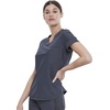 image:imageCherokee Scrubs for Women VNeck Top  Tuckable Contemporary Fit Top Stretch Knit MoistureWicking Shirttail Hem  CK819Pewter