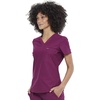 image:imageCherokee Scrubs for Women VNeck Top  Tuckable Contemporary Fit Top Stretch Knit MoistureWicking Shirttail Hem  CK819Wine
